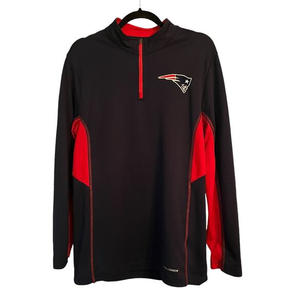 Majestic Tops - Majestic New England Patriots 1/4 Zip Sport Shirt M Long Sleeve Red White Blue